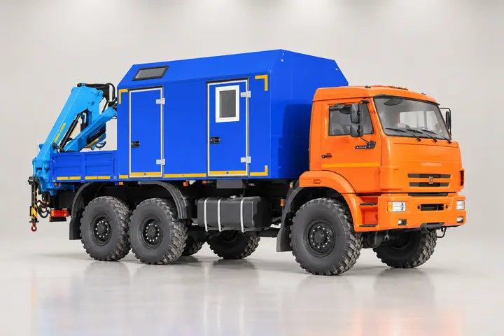 Агрегат ремонта и обслуживания качалок АРОК КАМАЗ 43118-3027-50 с КМУ ИМ-95 (синий)