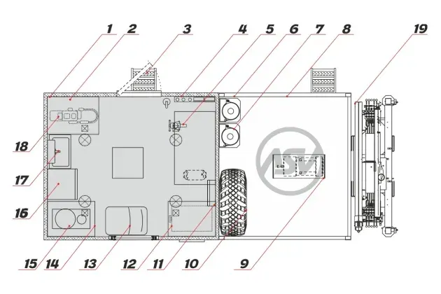 Схема Агрегат ремонта и обслуживания качалок АРОК КАМАЗ 43118-3027-46 с КМУ ИМ-50