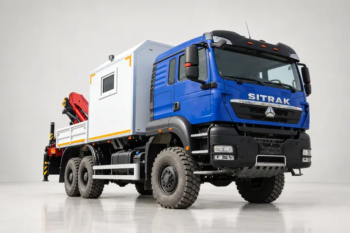 Агрегат для ремонта и обслуживания качалок АРОК с КМУ ИМ-150 на шасси SITRAK C7H 6x6