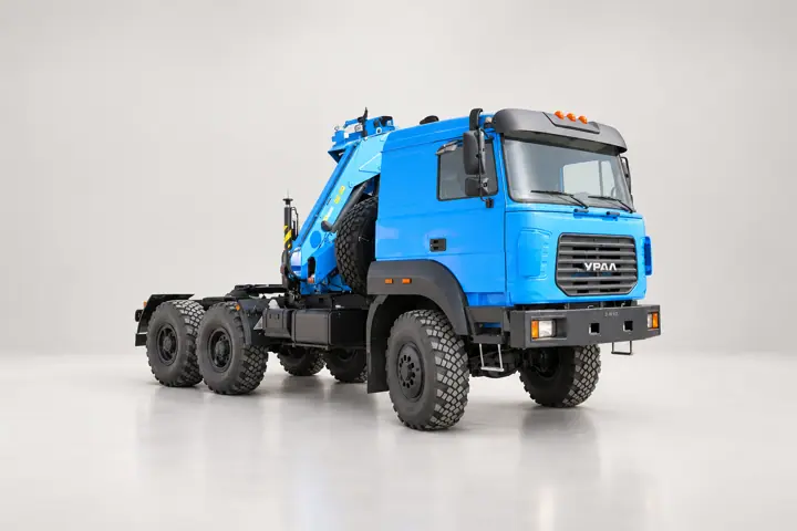 Седельный тягач Урал 44202-82 (бескапотный) с КМУ ИМ-240
