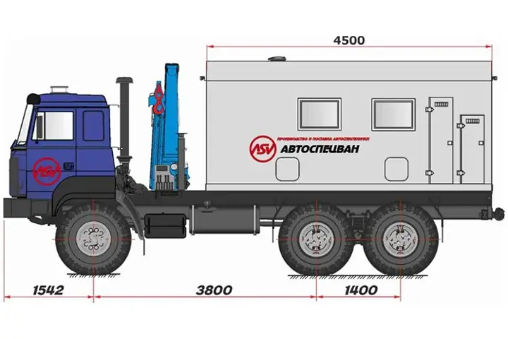 Передвижная мастерская ПАРМ ASV-1 с токарным станком и КМУ
