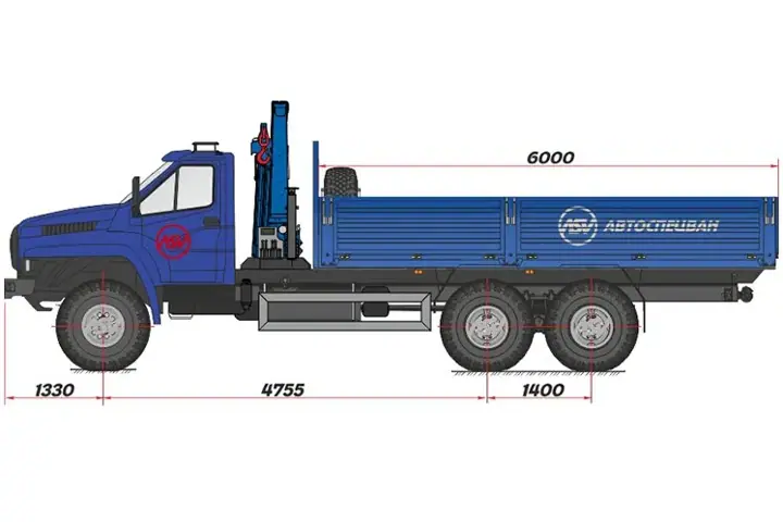 Бортовой автомобиль Урал 4320 NEXT (капотный) с КМУ ИМ-95