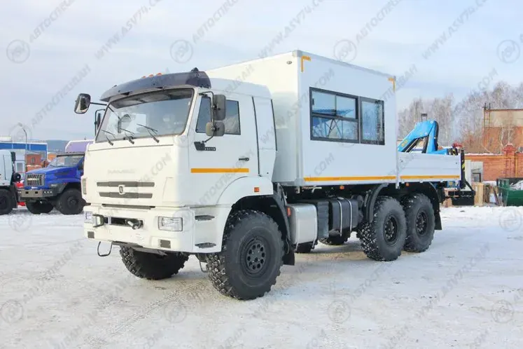 Вахтовый автобус с бортовой платформой и КМУ ИМ-55. КАМАЗ 43118-3027-50, 8 мест фото 9