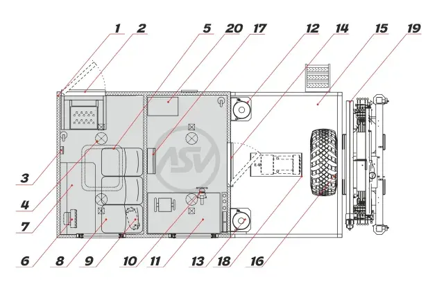 Схема Агрегат ремонта и обслуживания качалок АРОК КАМАЗ 43118-3027-50 с КМУ ИМ-95