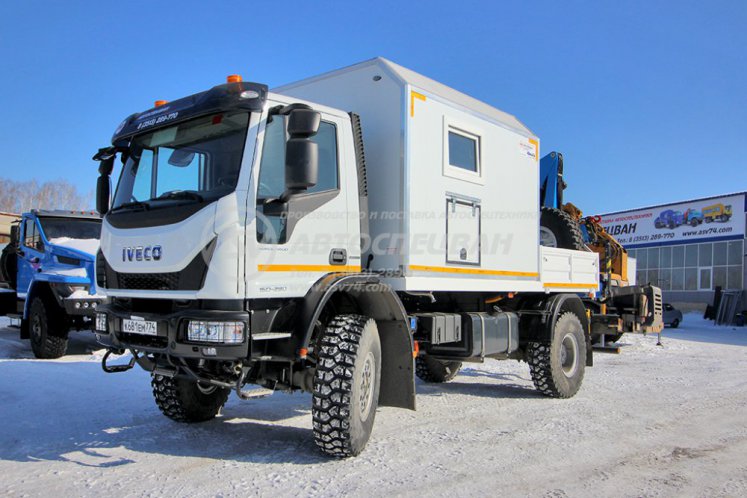 Передвижная мастерская ПАРМ на шасси Iveco АМТ EuroCargo MLC150 c бортовой платформой и КМУ ИМ-50 1