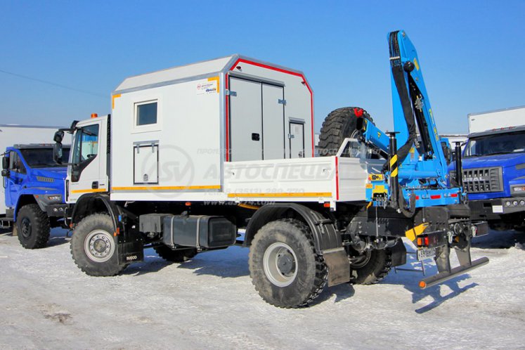 Передвижная мастерская ПАРМ на шасси Iveco АМТ EuroCargo MLC150 c бортовой платформой и КМУ ИМ-50 2