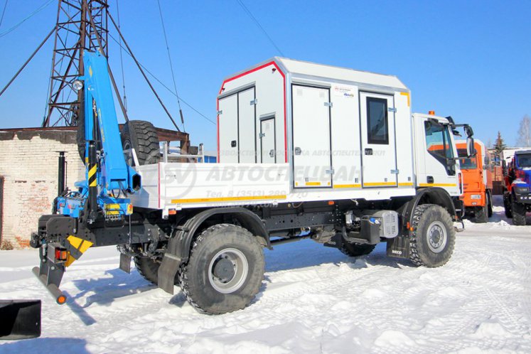 Передвижная мастерская ПАРМ на шасси Iveco АМТ EuroCargo MLC150 c бортовой платформой и КМУ ИМ-50 3