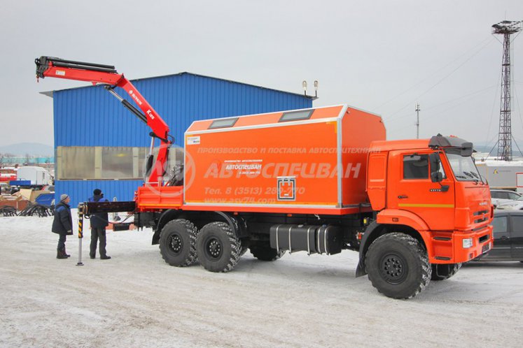 ПАРМ с токарным станком и КМУ Sunhunk 125 на шасси КамАЗ 43118-50 3