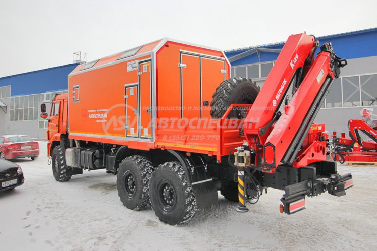 ПАРМ с токарным станком и КМУ Sunhunk 125 на шасси КамАЗ 43118-50 2
