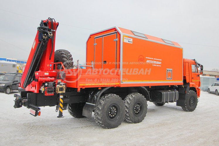 ПАРМ с токарным станком и КМУ Sunhunk 125 на шасси КамАЗ 43118-50 1