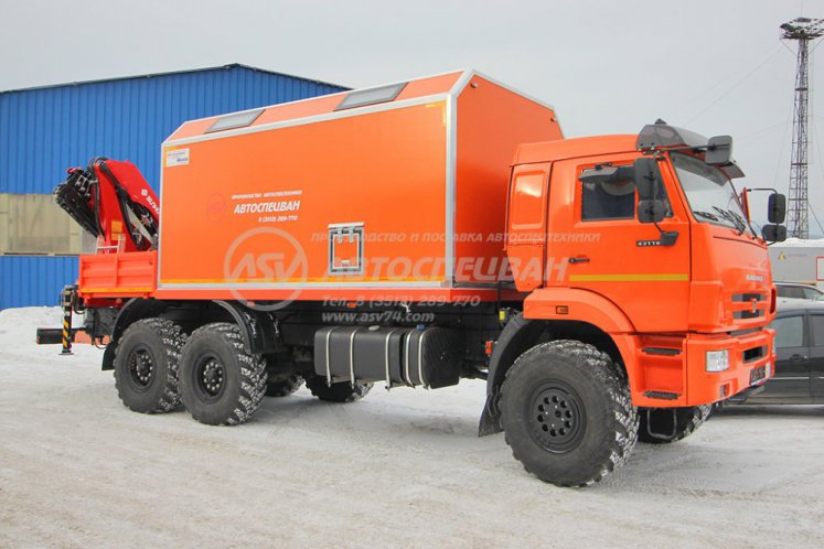 ПАРМ с токарным станком и КМУ Sunhunk 125 на шасси КамАЗ 43118-50 0