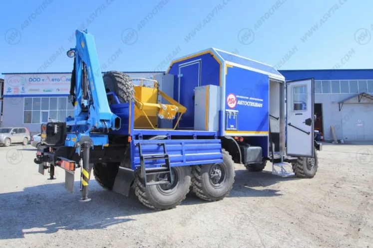 Агрегат для ремонта и обслуживания качалок АРОК Урал 4320-1912-60Е5 с КМУ ИМ-50 с люлькой 2