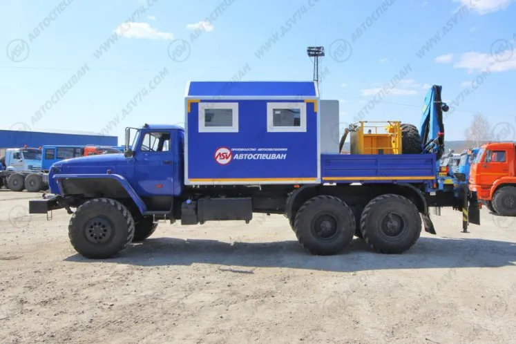 Агрегат для ремонта и обслуживания качалок АРОК Урал 4320-1912-60Е5 с КМУ ИМ-50 с люлькой 4