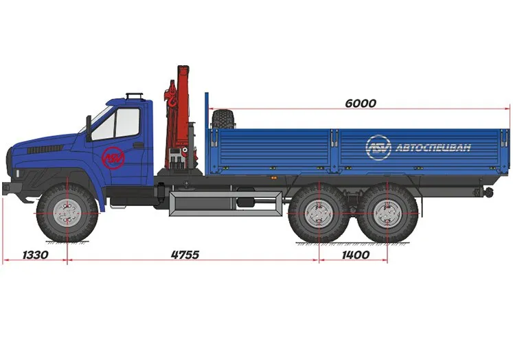 Бортовой автомобиль Урал 4320 NEXT (капотный) с КМУ Palfinger 23500 0