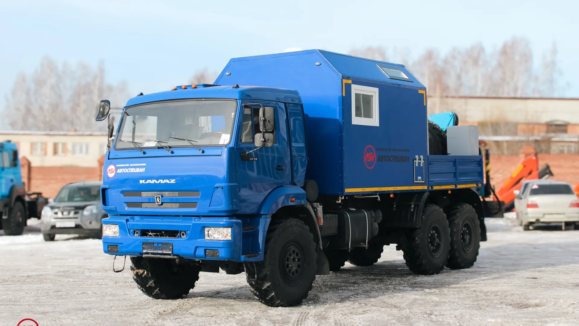 Передвижная мастерская ПАРМ Камаз 43118-3017-50 с бортовой платформой и КМУ ИМ-55 1