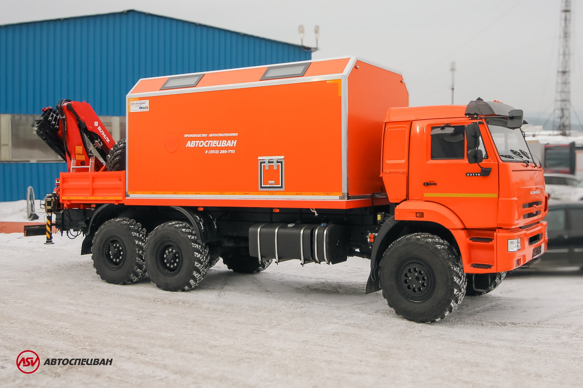 ПАРМ с токарным станком и КМУ Sunhunk 125 на шасси КамАЗ 43118-50 0