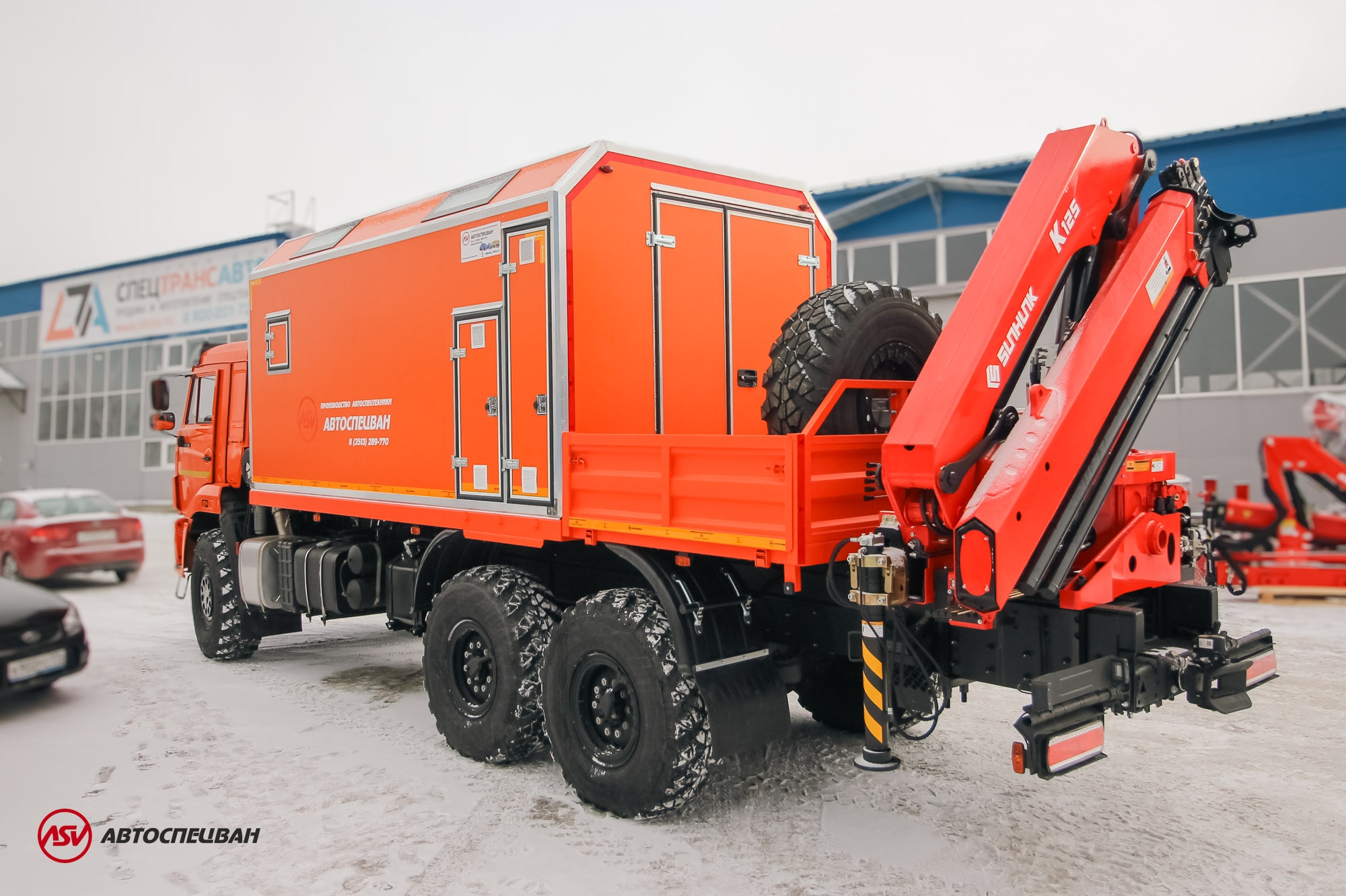 ПАРМ с токарным станком и КМУ Sunhunk 125 на шасси КамАЗ 43118-50 2