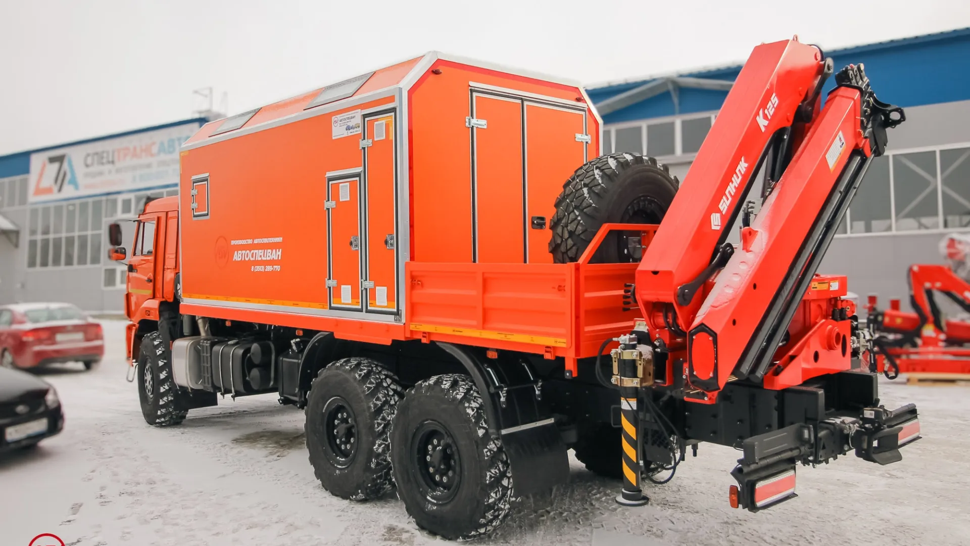 ПАРМ с токарным станком и КМУ Sunhunk 125 на шасси КамАЗ 43118-50 2