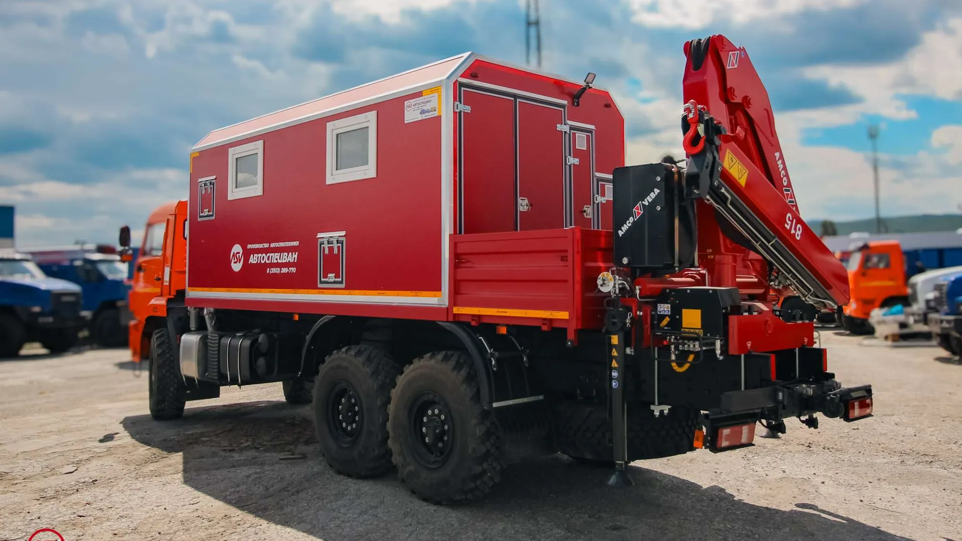 ПАРМ с токарным стакном и КМУ AmcoVeba 815 на шасси КамАЗ 43118-50 4