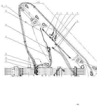 Upper hydraulic system pipeline