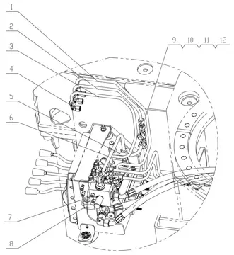 Lower hydraulic system pipelines