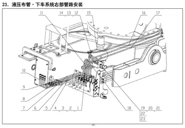 Hydraulic piping – Lower system right pipelines installation